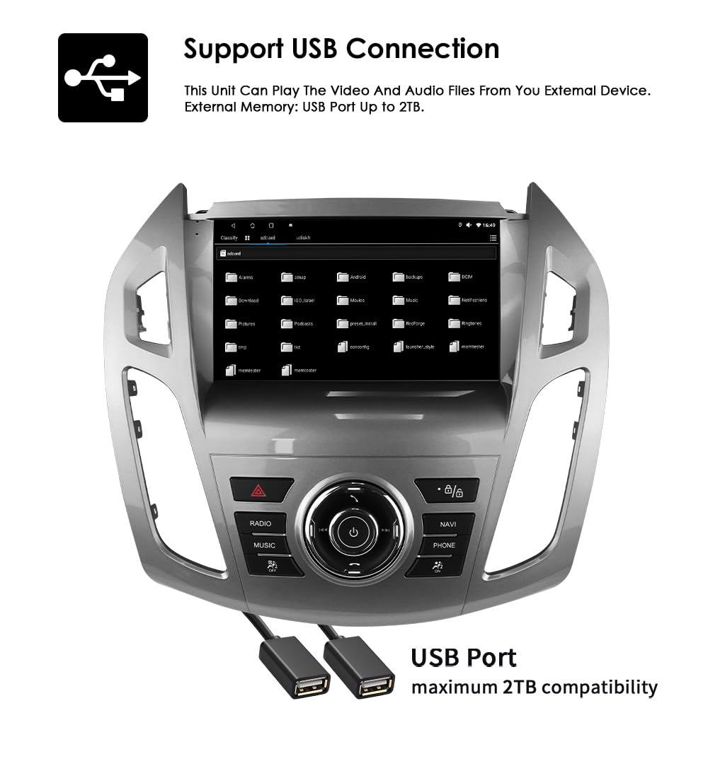 Radio de coche Android 14 de 9 pulgadas para Frod Transit Connect para Frod Tourneo Connect 2013 – 2018, compatible con coche inalámbrico Carplay/Android, control del volante, WiFi/4G, FM SWC 4