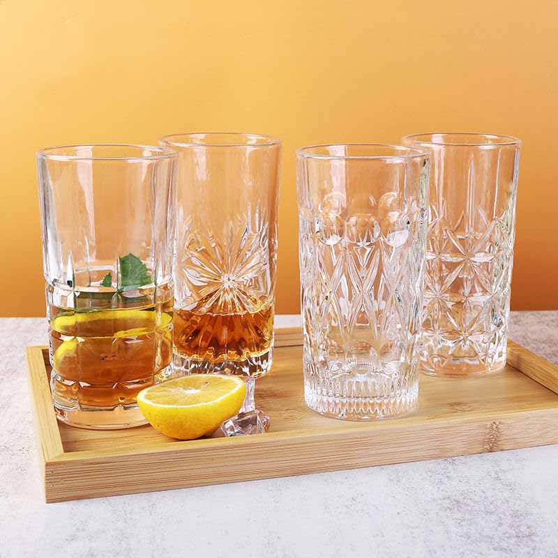 Image of bellemax 300 ML Premium Juice Glasses Drinking Glasses,Highball Lead-Free Glasses,Tumblers for Water,Juice,Beer,Cocktail and Mixed Drinks - 6 Pieces,Transparent (BM-13)