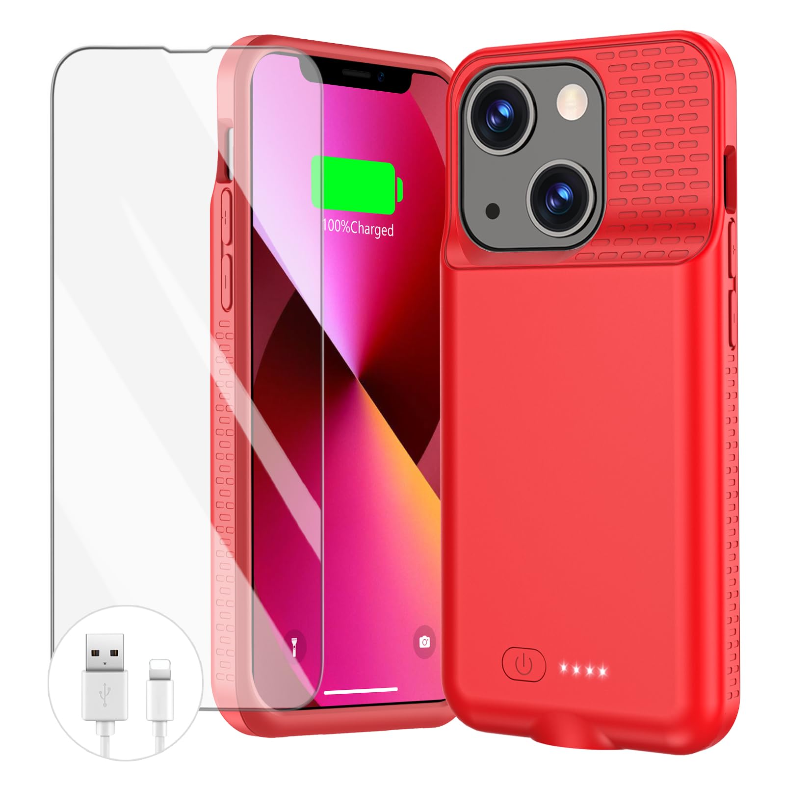 GIN FOXI Battery Case for iPhone 14/14 Pro/13/13 Pro, Fast Charging Case Charger 7000mAh Powerful Extra Juice Box Rechargeable Battery Pack for iPhone 14&14Pro&13&13Pro Charging Case, 6.1