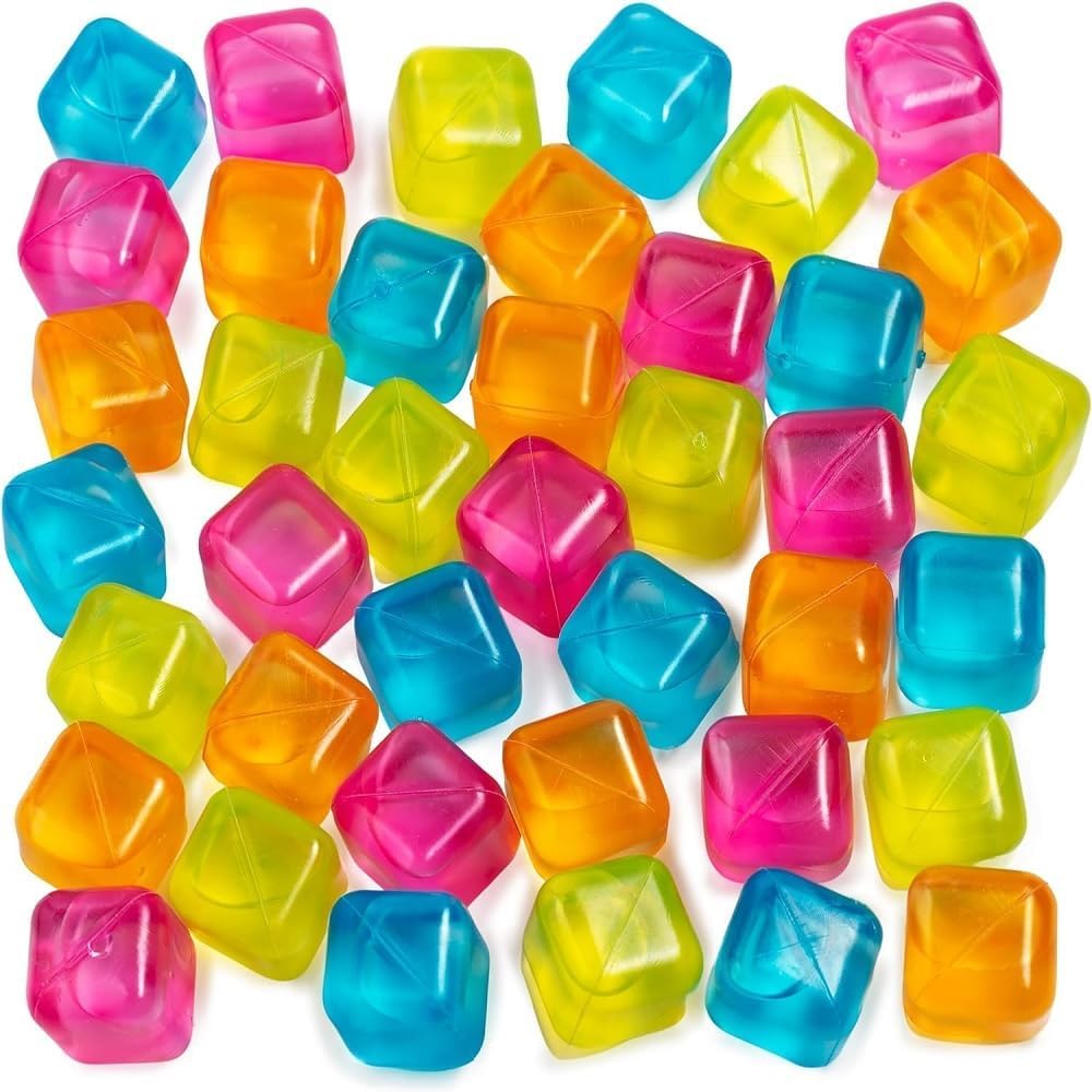 Reusable Silicone Ice Cubes, 12 Pieces, Multicolor Square, BPA Free, Non-Melting Ice Mold for Freezer, Home, Picnic, Camping