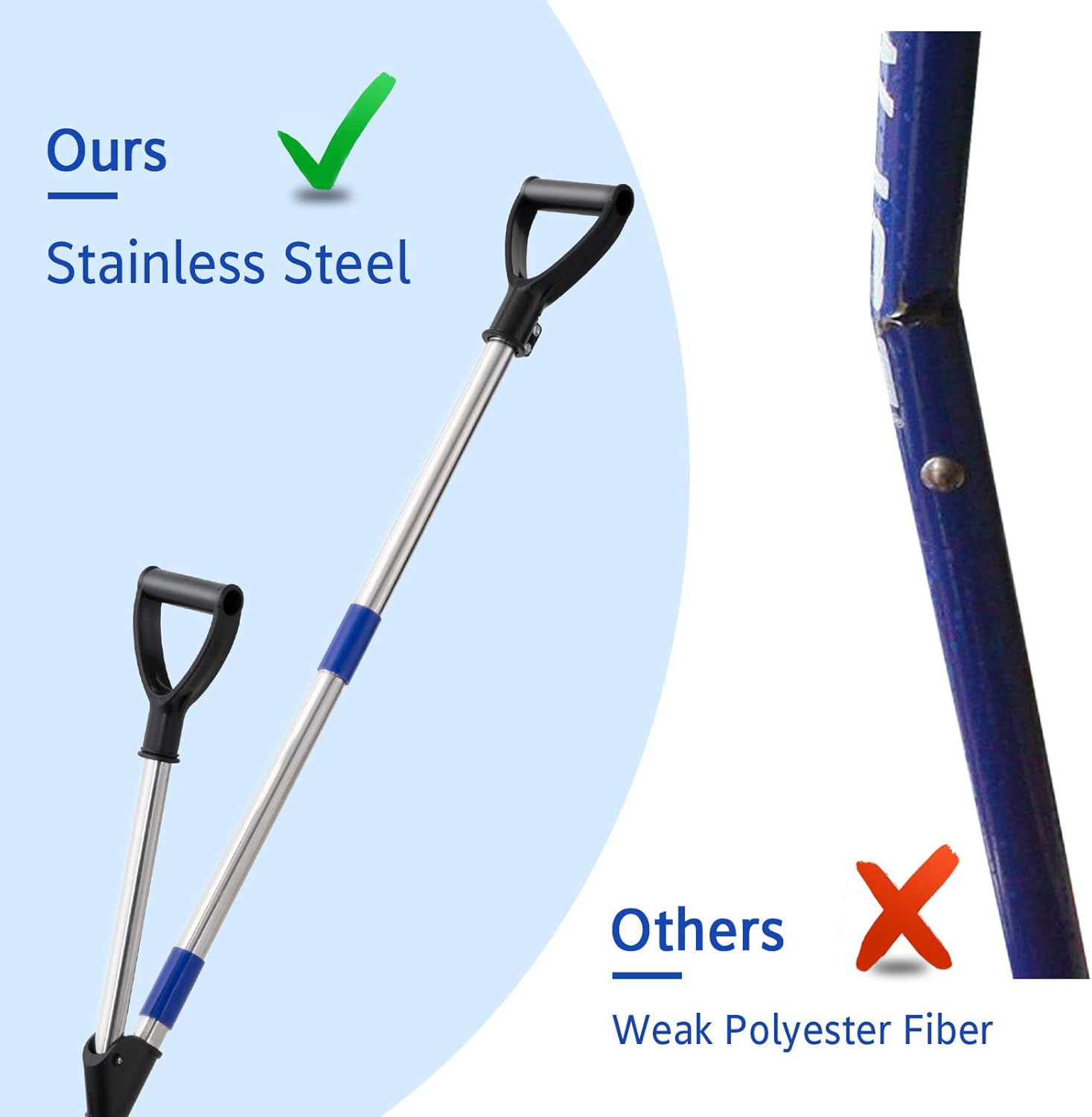 review Snow Shovel, Heavy Duty Impact Resistant Snow Shovel Removal Tool with 16 Inch Wide Blade and D-Grip Handle for Driveway and Yard (4.5FT)