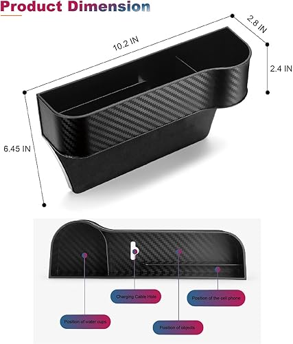 Miniatura 5 de Logctee Organizador de espacio para asiento de automóvil, asiento delantero de automóvil, soporte para tazas, caja de almacenamiento multifuncional