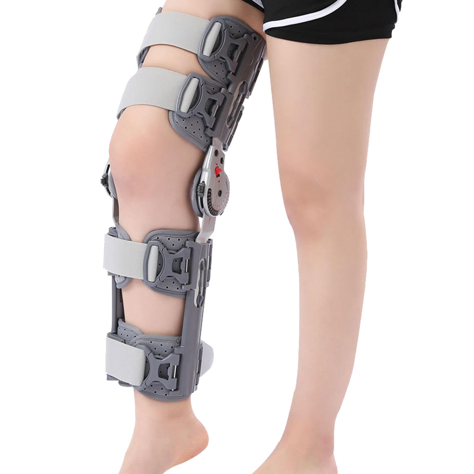 PopieL Tutore di Supporto per Ginocchio Rom Incernierato, Tutore per Ginocchio Post Operatorio Regolabile per Uomo Donna, Stabilizzatore di Supporto Ortopedico per Riabilitazione Ortopedica