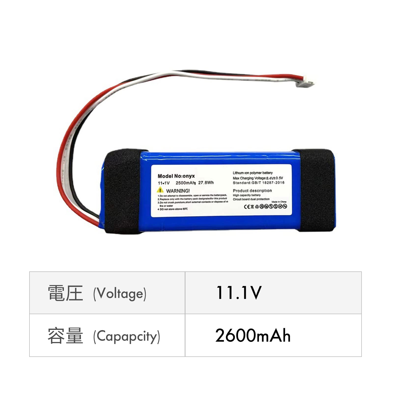 CAESEAYORK 11.1V 2500mAh Replacement Battery for Harman Kardon Onyx JN14BKH00468 CP-HK02 PR-633496(BT/WiFi Version)