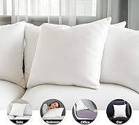 Vista 4 de Foamily Juego de 4 rellenos de almohada 100% algodón, 12 x 12 pulgadas, rellenos de almohada para almohadas decorativas para sofá y cama, relleno