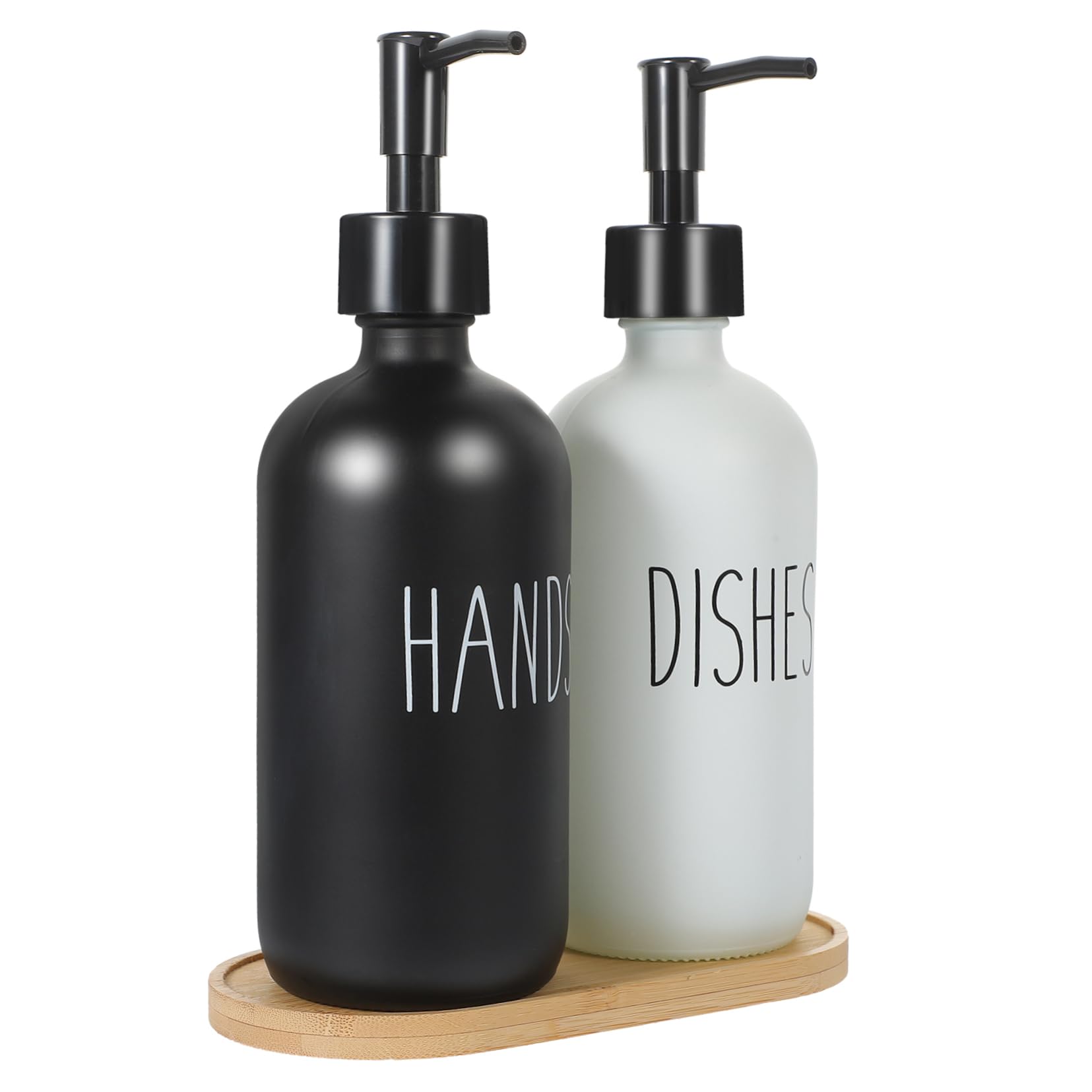 Distributore di Sapone in Vetro 500ml con Pompa e Vassoio