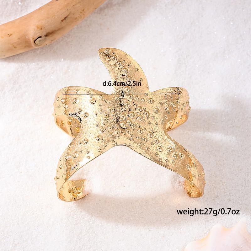 Blue Drop Arm Cuff for Women Starfish Shell Bracelet Gold Plated Cuff Bangle Adjustable Arm Jewelry Holiday Beach Accessories Jewelry - Image 6