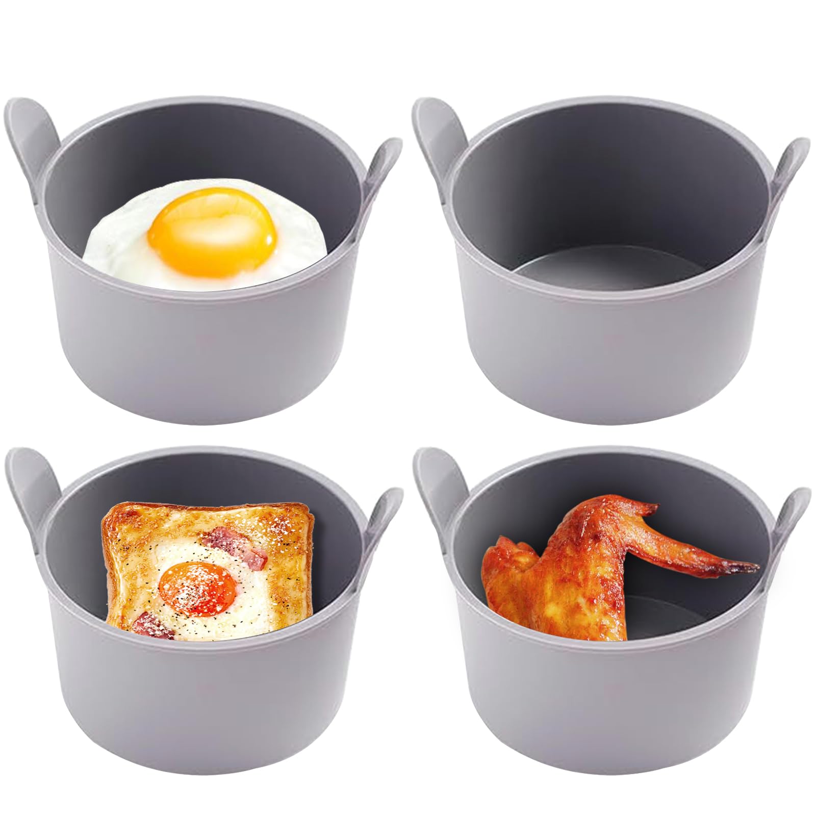 Fadcaer 4 Pcs Ramekins for Air Fryer Silicone Large Muffin Cases Nonstick Egg Poacher Silicone Mould Bakeware Easy Release Ramekins Baking Cups for Muffin Cupcakes Eggs Pudding (Color A 4pcs)
