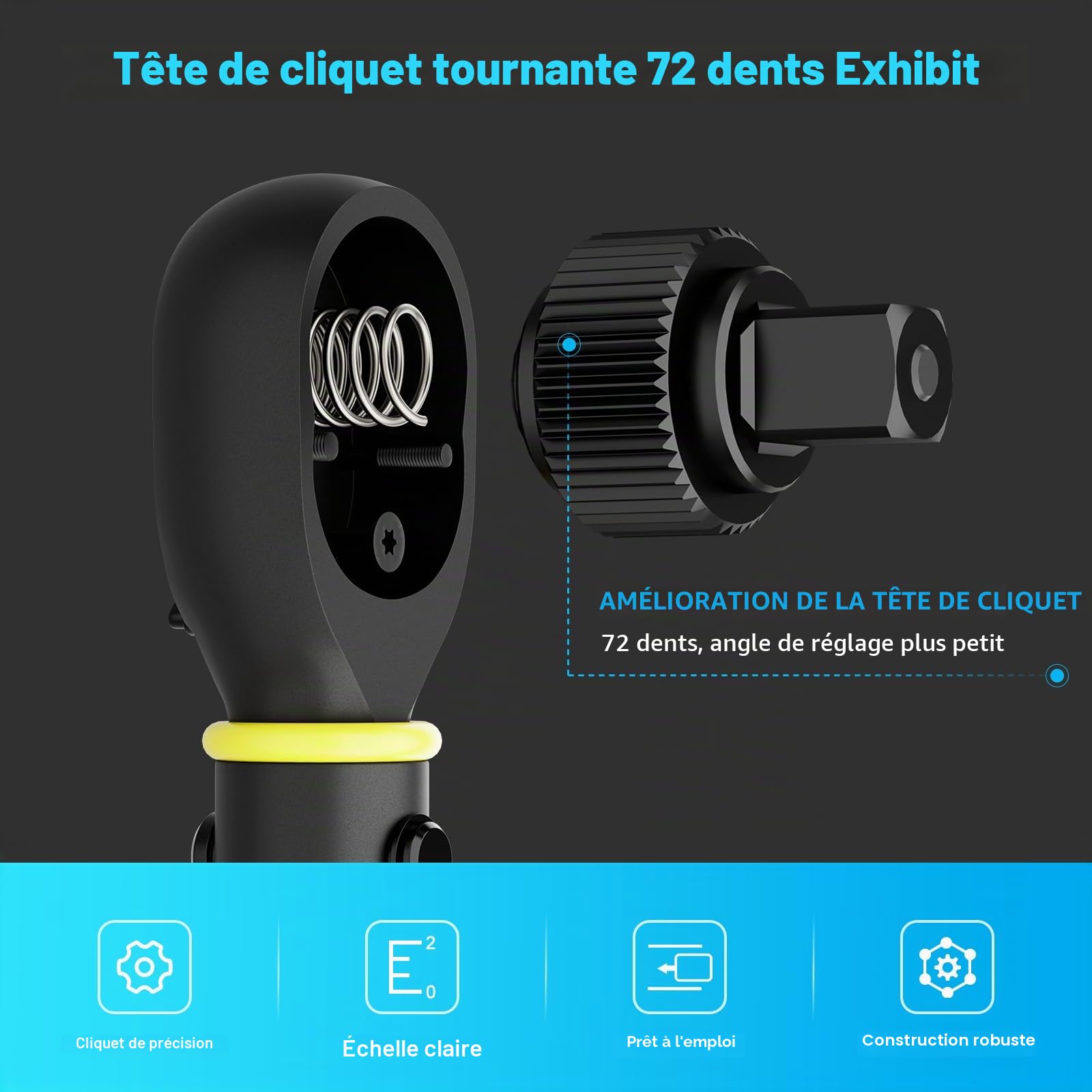ANPUDS Clé Dynamométrique 1/4'', 1-25Nm Clé Dynamométrique Vélo, 0,1 NM Micro-ajustement, Précision ±3%, 72 Dents Cle Dynamometrique pour Vélos Route Montagne y Moto