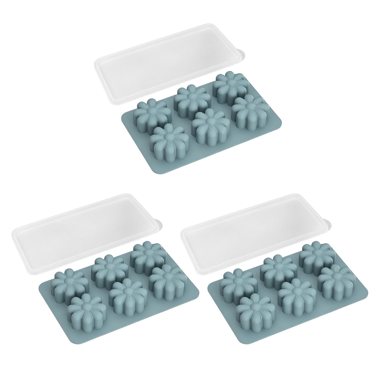 PANGBOER 3Pcs Candy Mold Tray Flower Silicone 6 Cavity Mold for Soap Making, Chocolate Prep, and Home Dessert Use for Projects