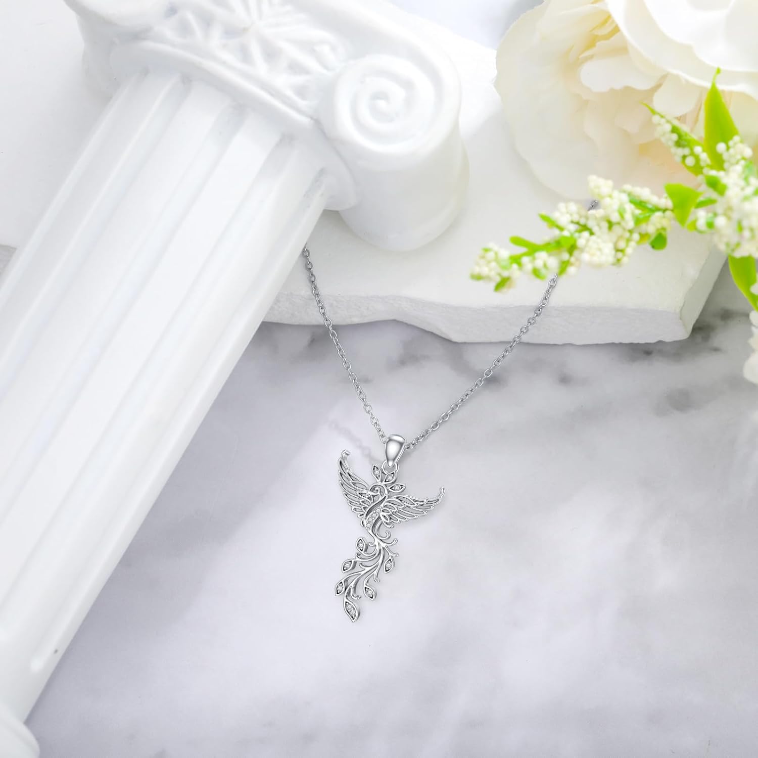 Diamond Phoenix Necklace for Women 925 Sterling Silver Phoenix Pendant with Lab Grown Diamond Jewelry Gifts - Image 3