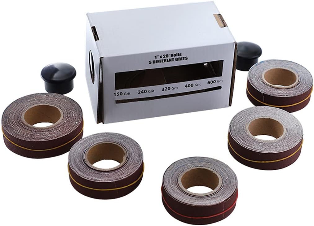 Box Portable Drawable Sandpaper Rolls Boxed 150/240/320/400/600 Assorted Grits Belt Sander For Metal Glass Polishing Drawable Roll Sandpaper Boxed With Dispenser Abrasive Paper For Wood Turners