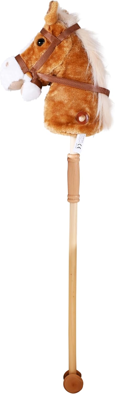 KNORRTOYS.COM Brown Horse Brauny, 37.4 inches, 1+ Player, Ages 1-5, 1x Wooden Horse, 2x Handle, Wheel