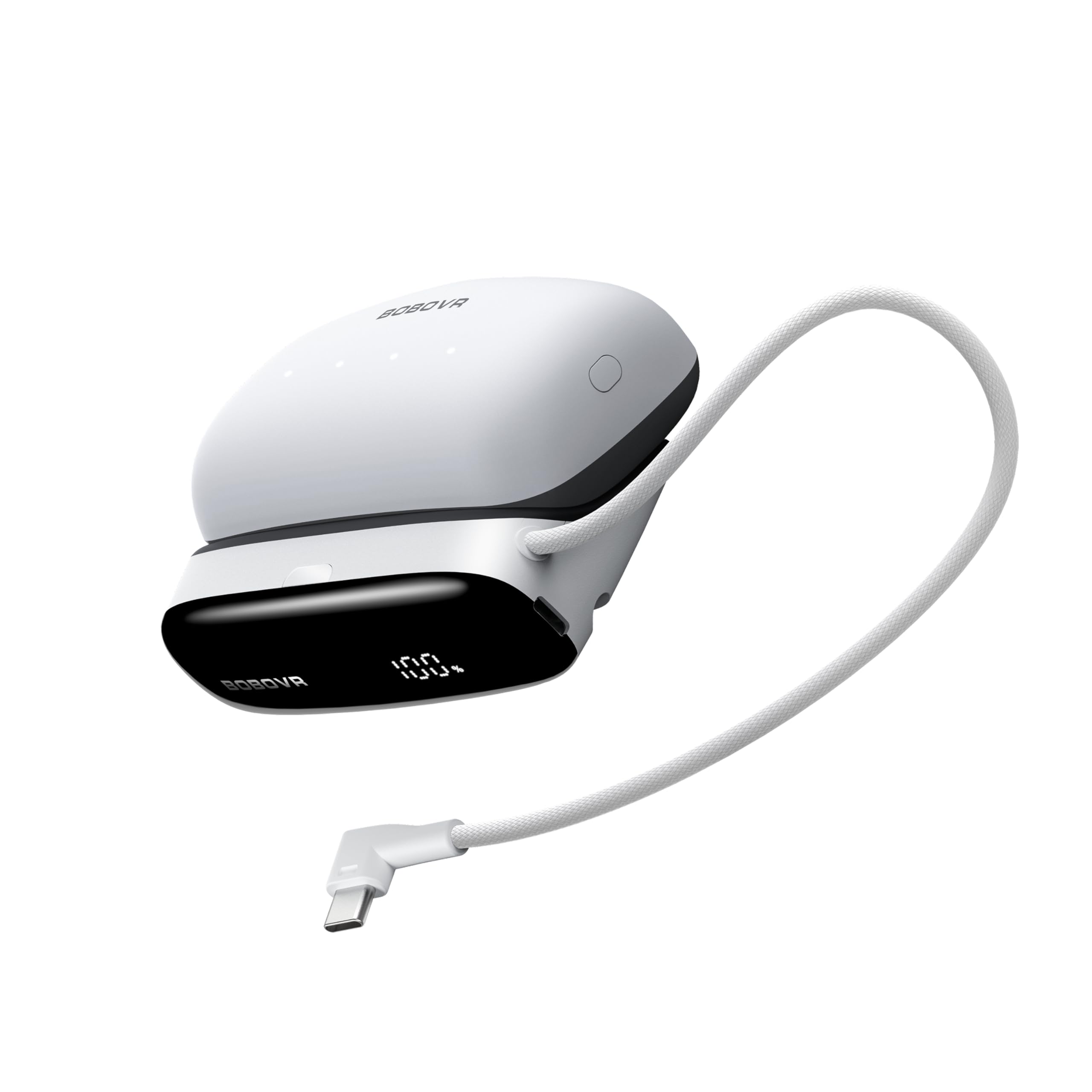BOBOVR PD100 2-in-1 stacja ładująca & 30W USB-C PD Powerbank do Akumulatora B100-Dwukierunkowe Szybkie ładowanie, Wbudowany Kabel, Wiele Portów (Combo (Dock + 1× B100 Battery))