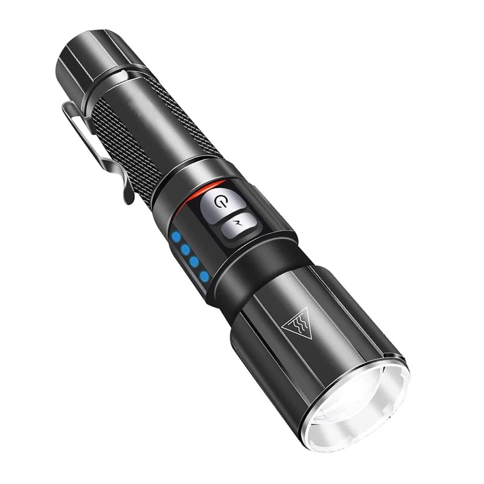 QFGVMXBWKZH LED Tactical Flashlight High Lumens, Zoomable, Water Resistant, Adjustable Brightness for Camping, Running, Emergency, Batteries Included