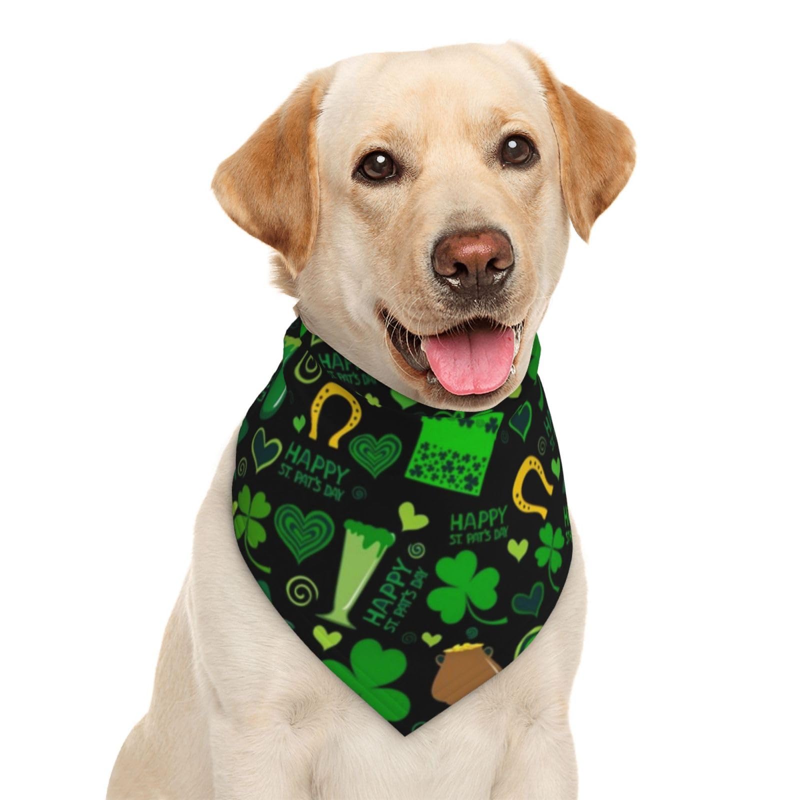 Rainbow St. Patrick's Day Green Leprechaun Hat Clover Dog Bandana Scarf Triangle Bibs Pet Accessories Cat Kerchief
