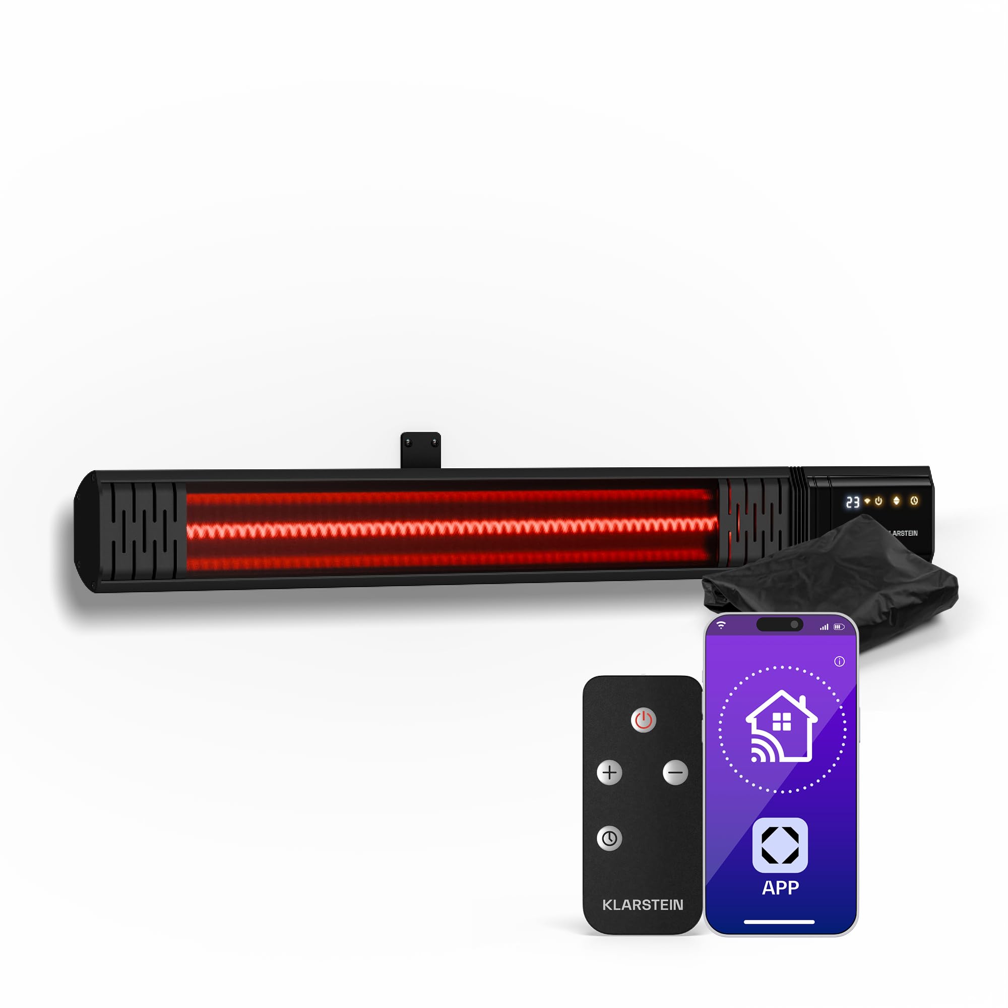 Klarstein Pannelli Radianti a Infrarossi 2000W – Da Parete, IP65, 9 Livelli, WiFi & App, Timer, Silenzioso, Riscaldamento a Infrarossi per Esterni 15m², Telecomando