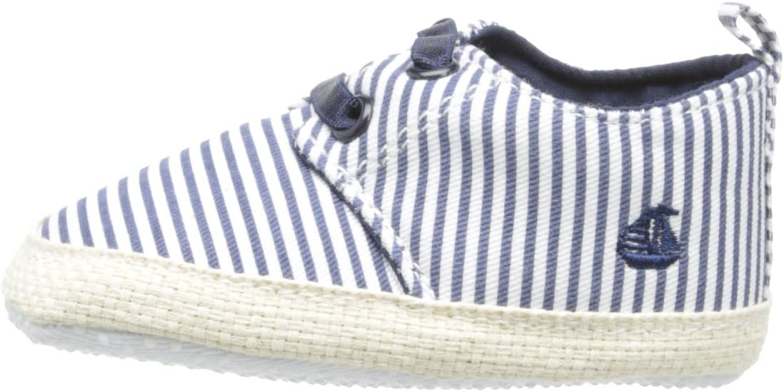 JoJo Maman Bebe Baby-Boys Newborn Baby Espadrilles, Navy Ecru Stripe, 6 Months