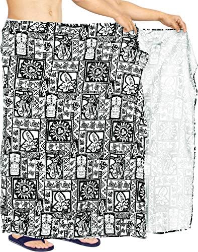 HAPPY BAY Men's Standard Beachwear Sarong Pareo Wrap One Size White-AA19 Black