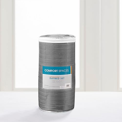 Miniatura 7 de Comfort Spaces - Lujosa manta de verano con diseño de doble costura, ligera, suave, para todas las estaciones, con faldón, funda a juego, gris