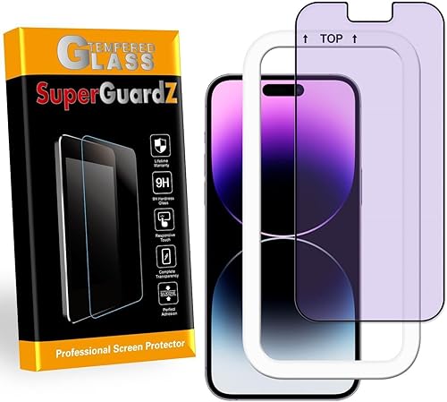 Miniatura 8 de SuperGuardZ Paquete de 2 protectores de pantalla de cubierta completa para iPhone 15 Pro Max, vidrio templado antiluz azul, protección para los