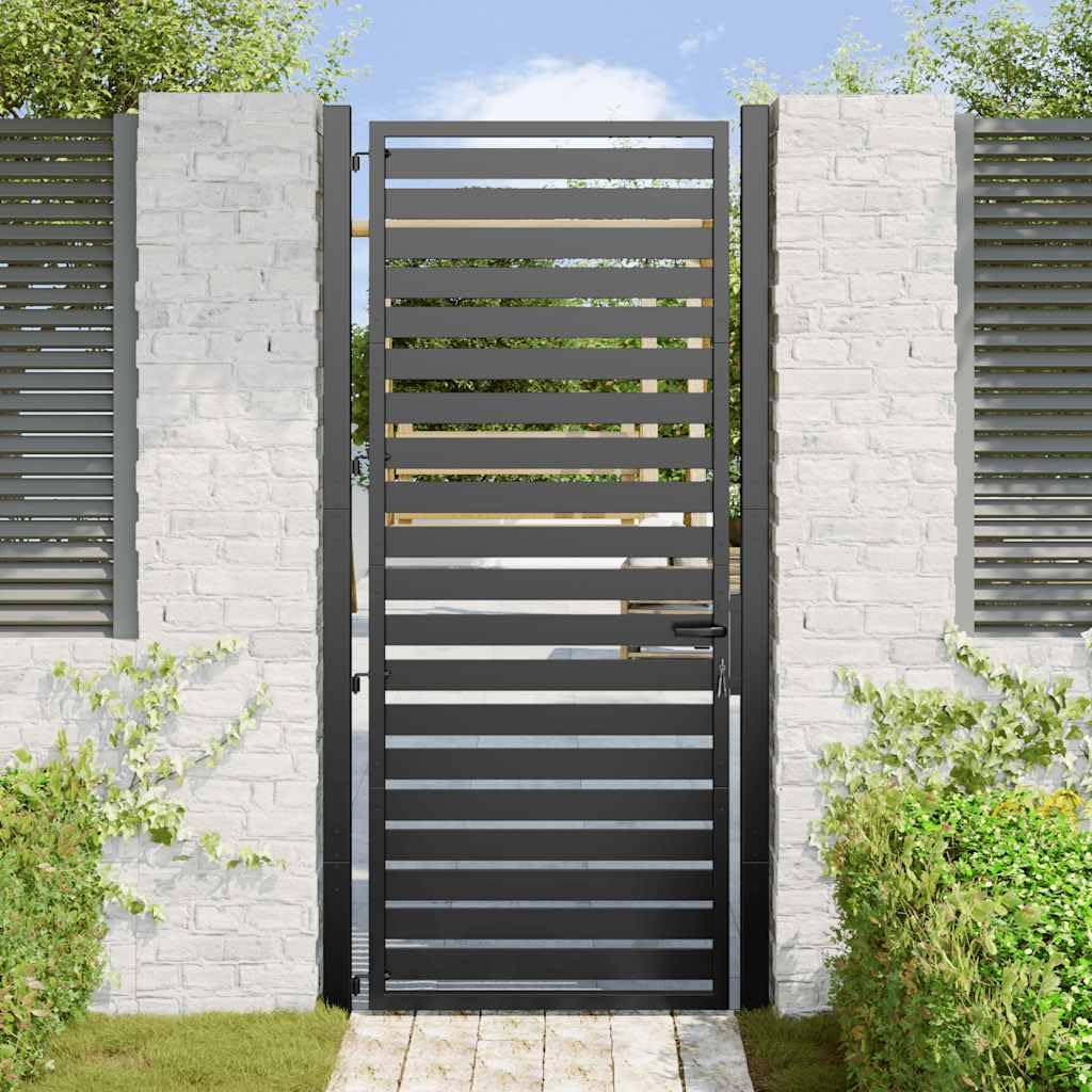 Refined Gartentor Abschließbar Schwarz Zauntor Zauntür Aluminium Gartentür Metall 100x200 cm Aluminium