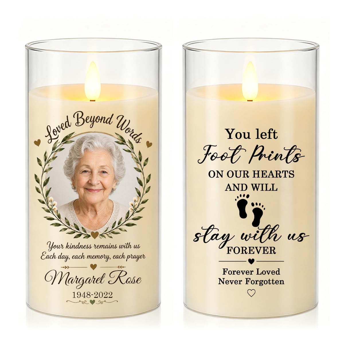 Custom Photo Memorial LED Candle,Personalized Name Year Remembrance Gift