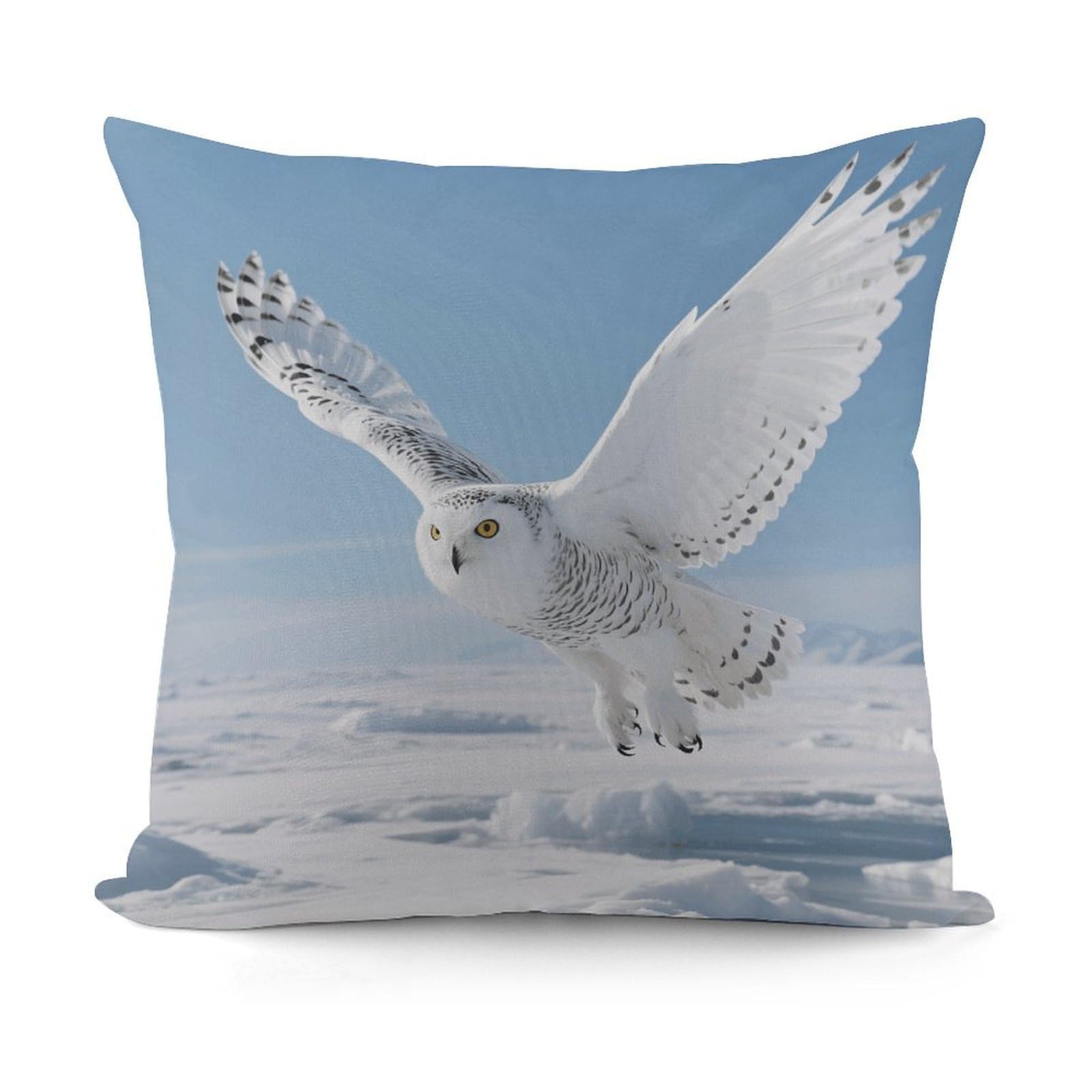 VstaDank White Snowy Owl Pillow Cover with Invisible Zipper Square Throw Pillowcase Plush Couch Sofa Pillow Case 18x18 Inch Decorative Throw Cushion Covers for Sofa Living Pillowcover