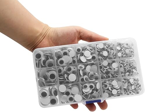 Miniatura 3 de 960 Ojos Googly para manualidades, ojos negros ondulantes con autoadhesivo, 0.236 in, 0.315 in, 0.394 in, 0.472 in, 0.591 in, embalaje mixto