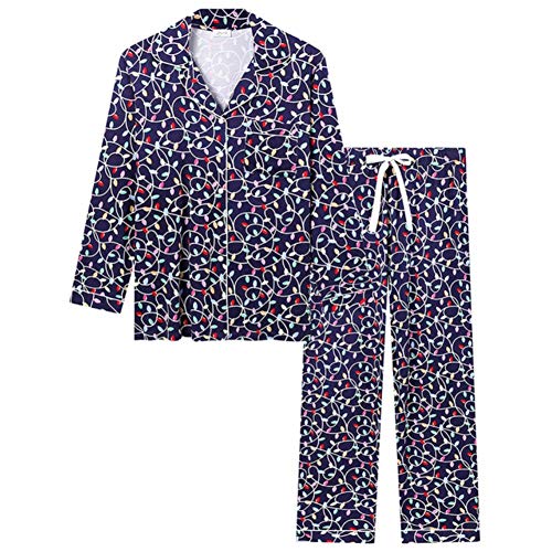 UKKD pyjama pyjama sets vrouwen lange mouw nachtkleding knop down broek set zachte bamboe vrouwelijke nachtpak vrouwen pyjama Femmes - - L