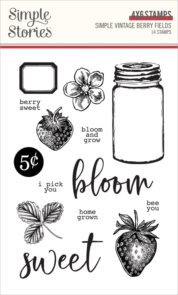 Tampons Simple Vintage Berry Fields en photopolymère de haute précision