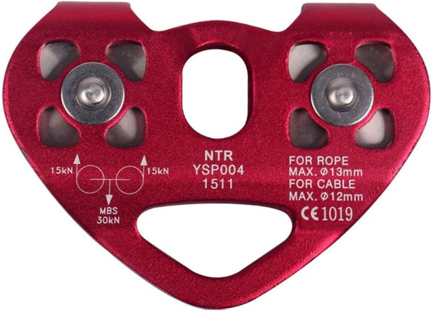 INLIMA Pulley Double Trolley Pulley Aluminum Zip Line Rock Climbing Mountaineering Rescue Lifting Tandem Pulley Camping Hiking (Color : R)