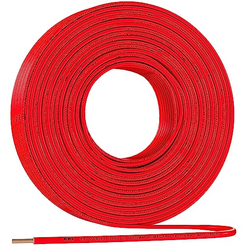 Image of KEI WIRES & CABLES Homecab 10 sqmm 1 Core Copper Flame Retardant House Wire PVC Insulated Cable for Domestic & Industrial Electrical Wiring (Red, 90 Meters)