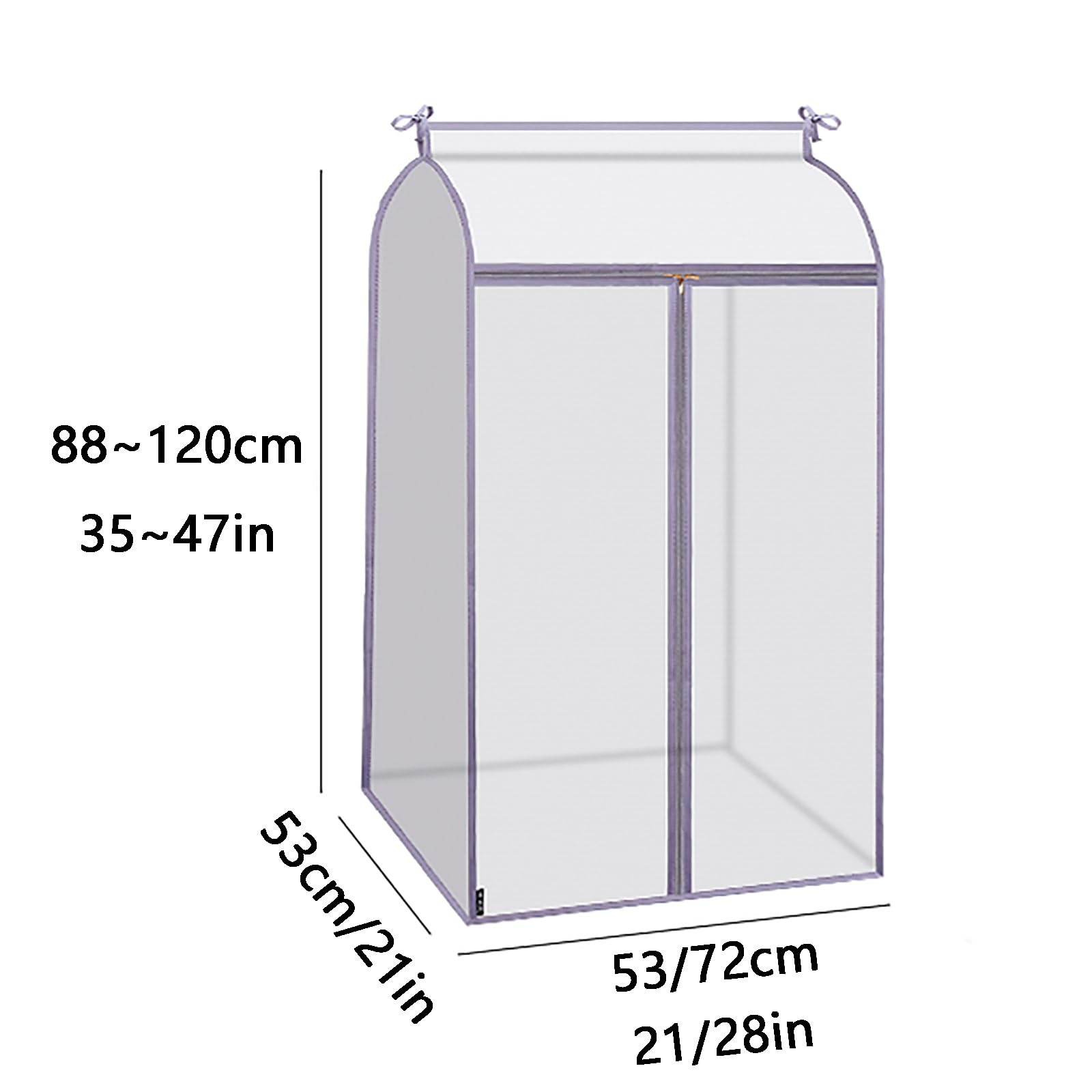 Bolsas para ropa, Cubierta transparente tridimensional for almacenamiento de ropa colgante, cremallera tres vías, completamente cerrada