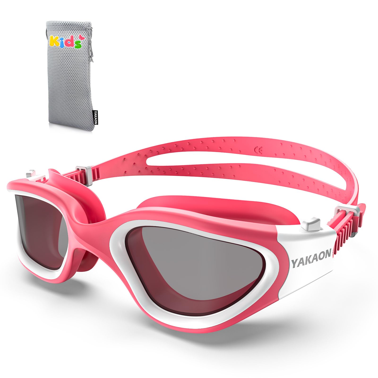 YAKAON Kids Swim Goggles, G1Mini Pink-Smoke Comfortable Anti-Fog Swim Glasses for Age 6-14 — image 1
