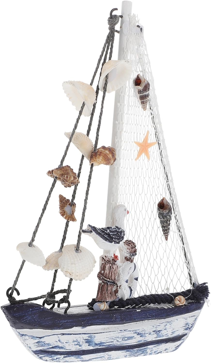 1pc Unique Shell Handicrafts Creative Sailboat Ornament Ocean Decor for Party Style