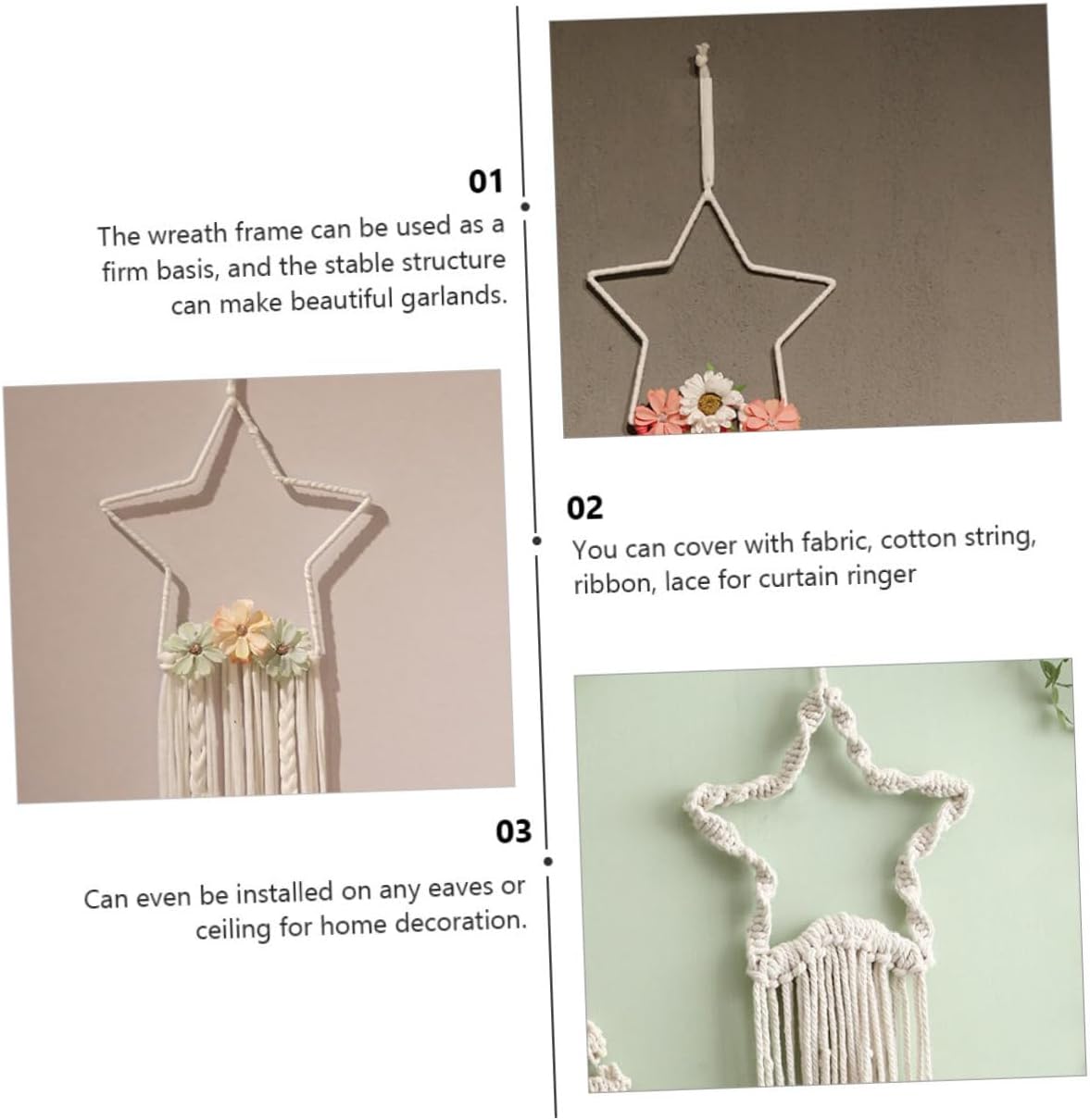 MAGICLULU 2pcs Star Shaped Iron Rings for DIY Crafts Home Decor and Window Hangings Decorative Hoops for Creative Projects and Wreath Making