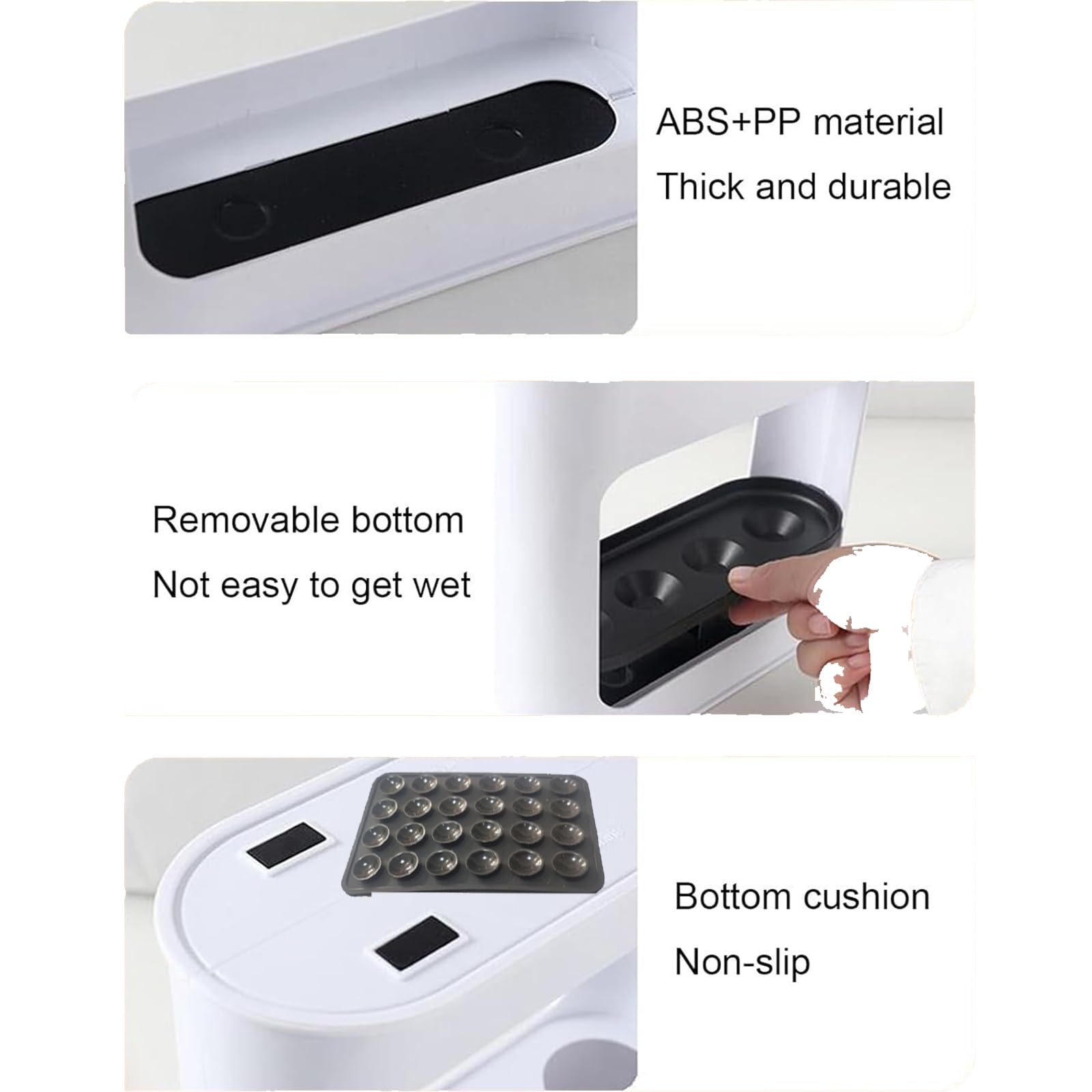 Porte-parapluie blanc avec ventouse silicone anti-basculement bac égouttement amovible 4 fentes