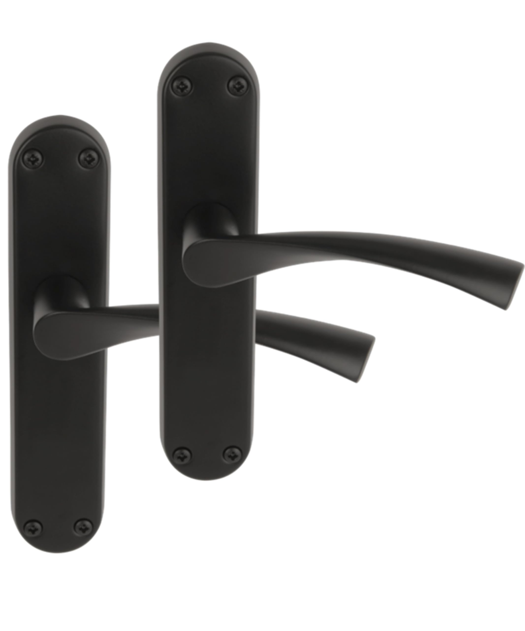Hunta HANDLEZONE® 1 Pair of Lobo Black Matt Lever Latch Door Handle Set on Long Backplate, for Internal Doors