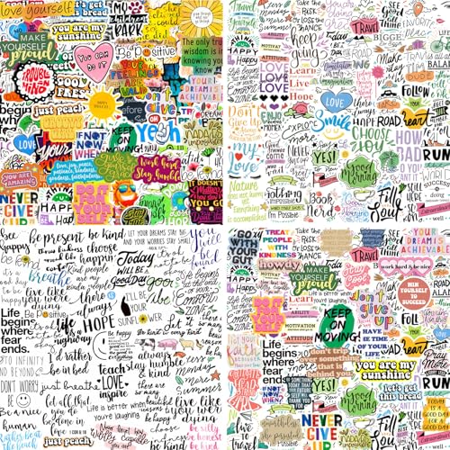 300PCS Positive Motivational Words Stickers for Adults, Waterproof Vinyl Inspirational Quote Stickers for Water Bottle Laptop Vision Board Hydroflasks Journaling Scrapbook Teens Kids Teachers
