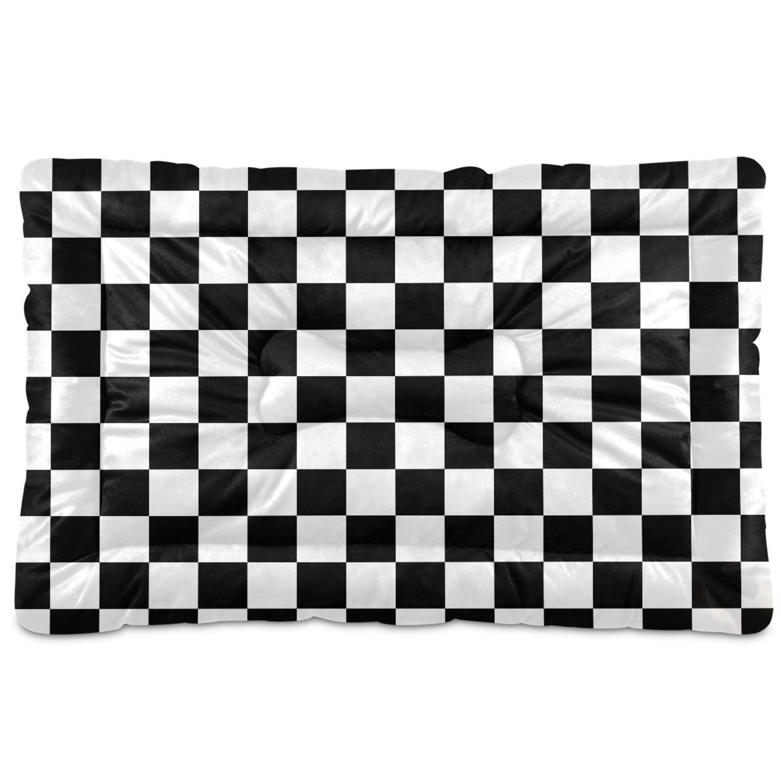 Coikll Checkerboard Pet Bed Pad Soft Dog Bed Mat with Anti-Slip Bottom, Machine Washable Crate Pad Mattress for Dog Sleeping