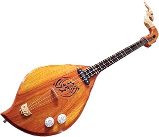 Tamegems Craft Isarn Acoustic Electric Phin 3 Strings, Thai Lao Guitar Musical Instrument, Traditional Thai Classical Musical Pin116 Brown