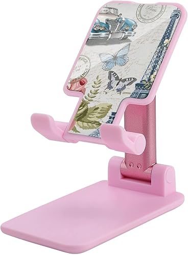 Sedoied París Torre Eiffel Flor Mariposa Soporte para Teléfono Plegable Soporte Tablet Soporte Ajustable Teléfono Celular