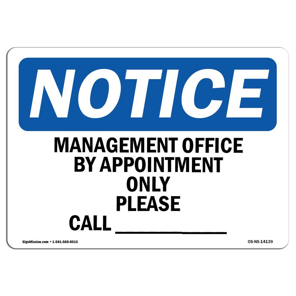 amazon-com-osha-notice-sign-manager-s-office-by-appointment-only-please-aluminum-sign-protect-your-business-work-site-warehouse-shop-area-made-in-the-usa-office-products for By Appointment Only Sign Printable Free Amazon.com : OSHA Notice Sign - Manager's Office by Appointment Only Please | Aluminum Sign | Protect Your Business, Work Site, Warehouse & Shop Area | Made in The USA : Office Products for By Appointment Only Sign Printable Free