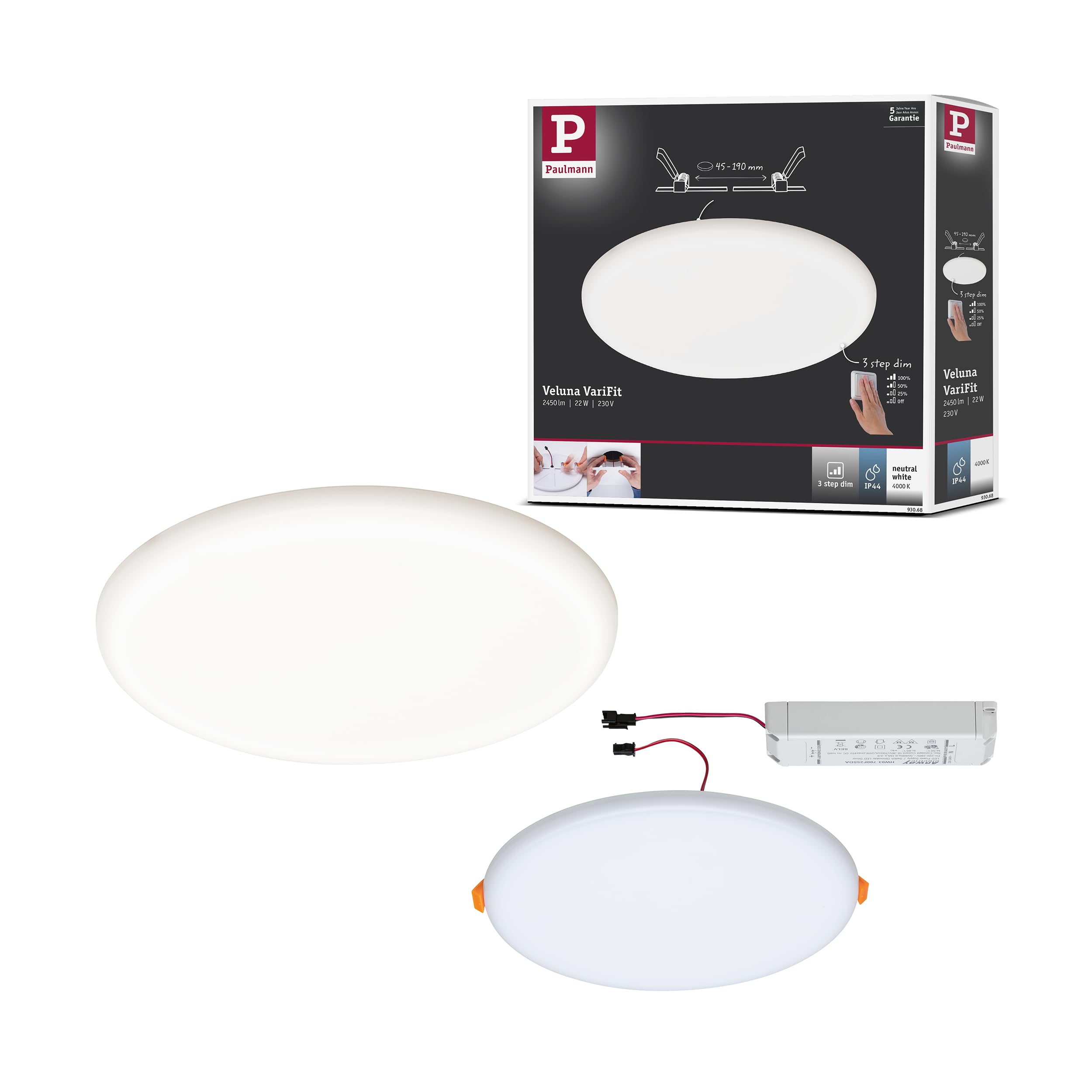 Paulmann VariFit LED recessed Panel Light Veluna 22W 4000K — image 1