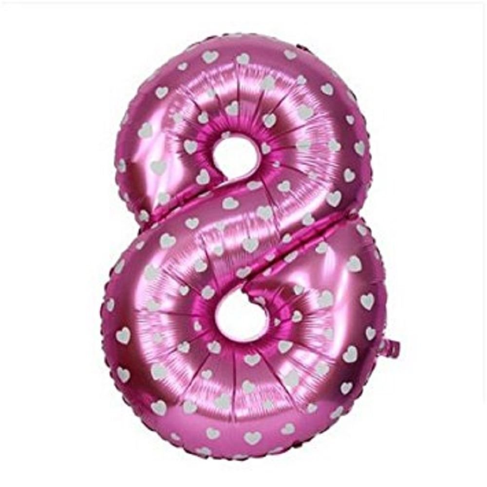 16" Pink Number 8 Foil Balloons Air Filled Self Inflating Birthday Anniversary Wedding Party Banner Decorations