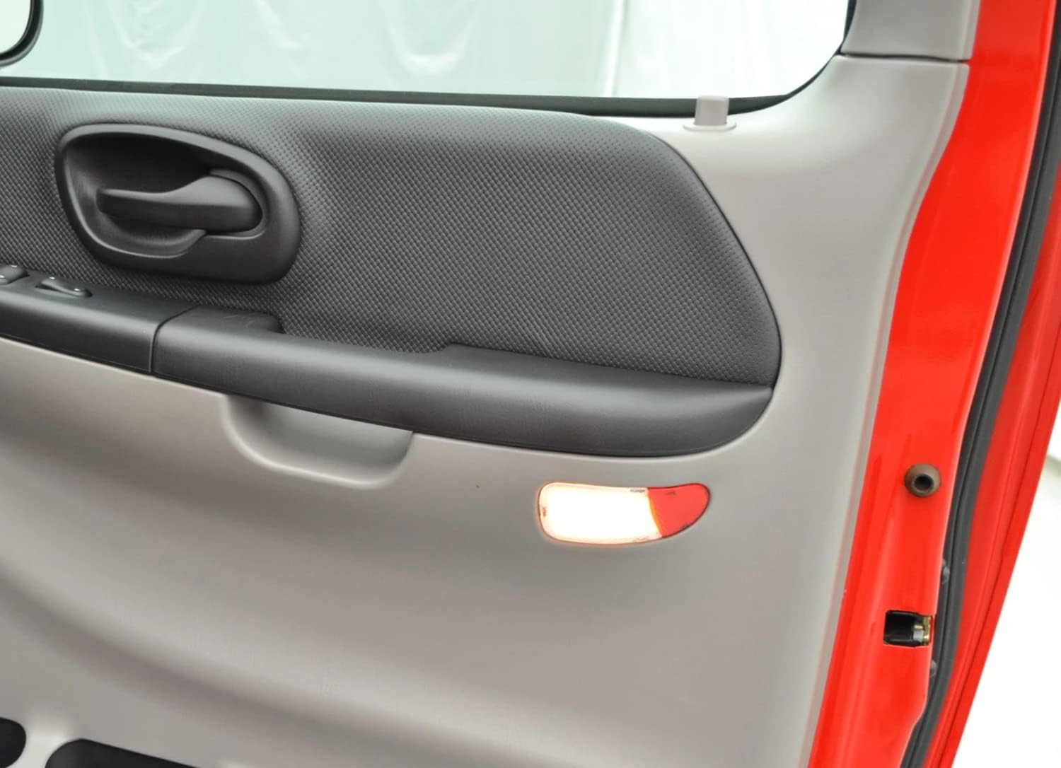 iJDMTOY Set of LH/RH Clear/Red Combined Lens Side Door Courtesy Lamp Housing Assemblies Compatible With Ford 1997-2003 F150, 1997-1999 F250 Light Duty