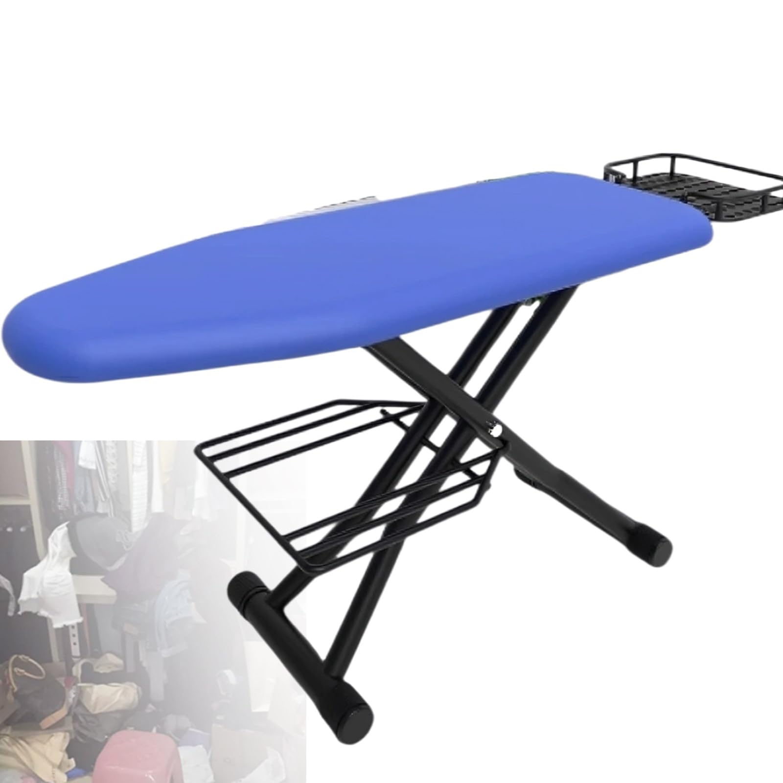Yxyljoz Blue Ironing Board Full Size, Heavy Duty Foldable Metal Board For Sewing And Craft Room, Sturdy Household Essential,90Cm (Blue)