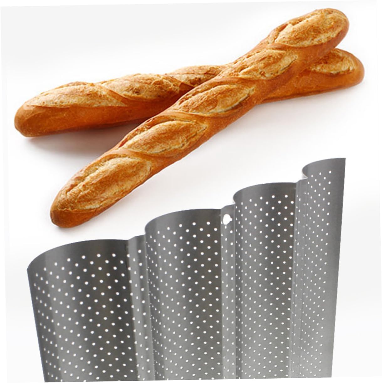 Upgrade Your Baking Game: French Bread Baking Pan 4 Wave Slots Non-stick Easy Demold Silver