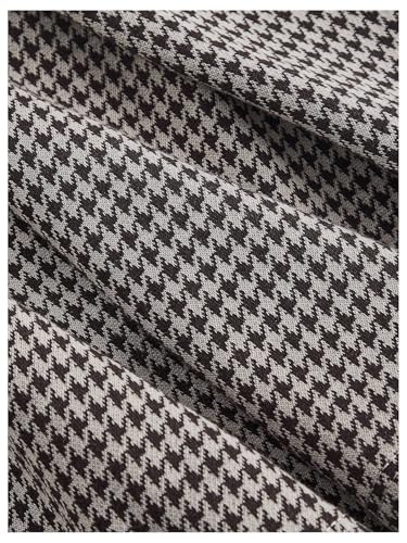 MakeMeChic Women's Houndstooth Pearl Beaded Skirt High Waisted A Line Pleated Preppy Short Skirt4